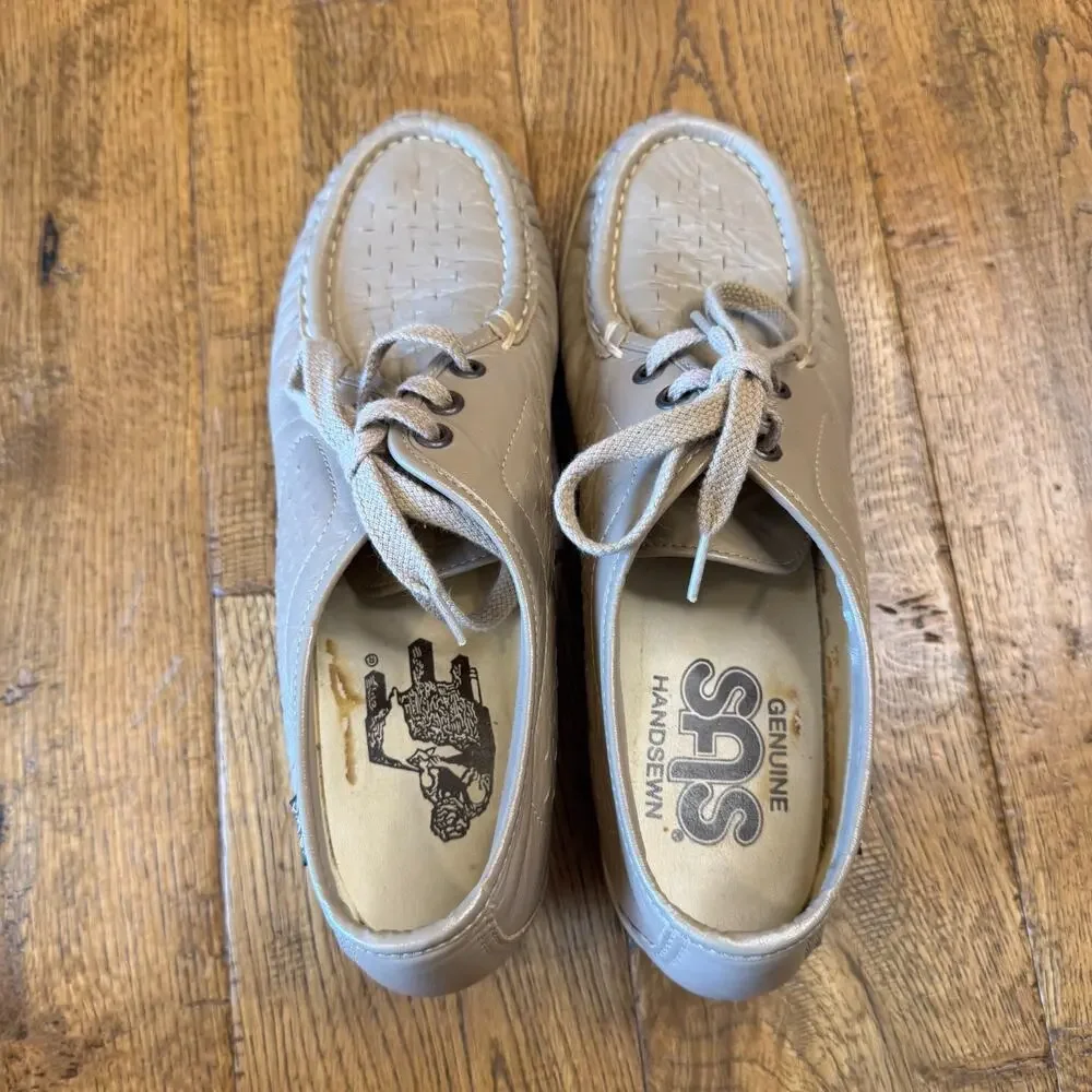 SAS Womens Lattice Supersoft Mocha Tan Lace-up Walking Shoes 9 N Narrow - Picture 6 of 7